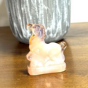 Vintage Boyds Crystal Art Glass Joey Horse in Crown 2” Figurine Pink